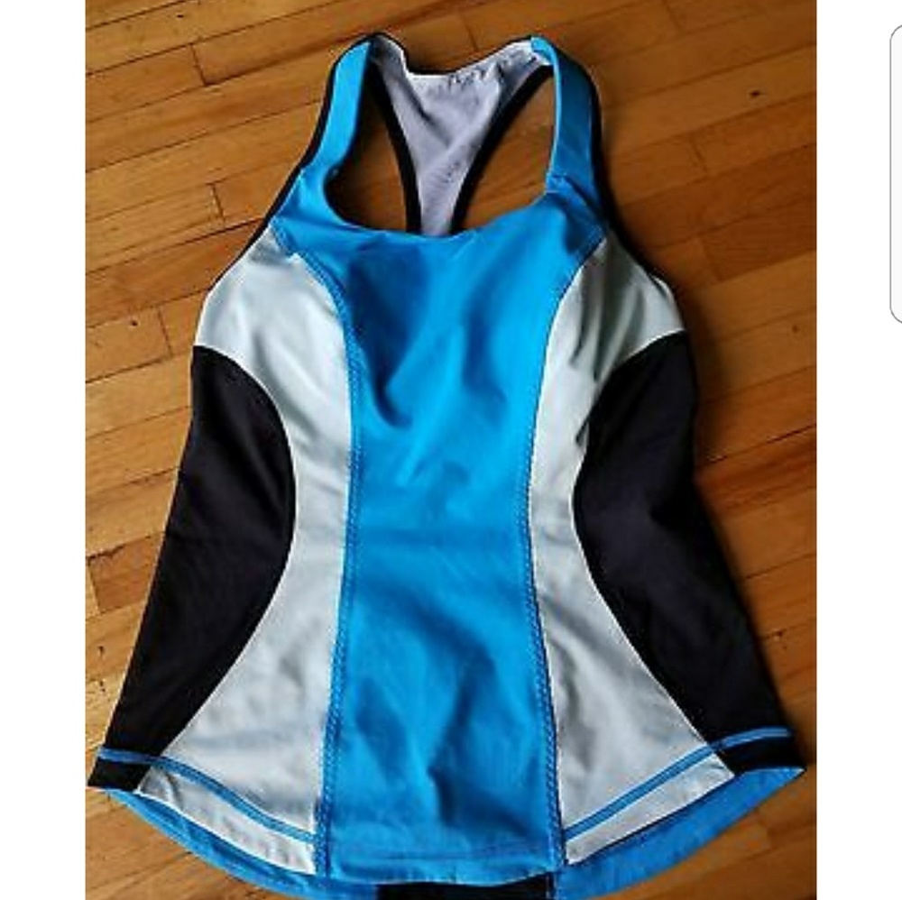 Lululemon blue black sport tank top size 6